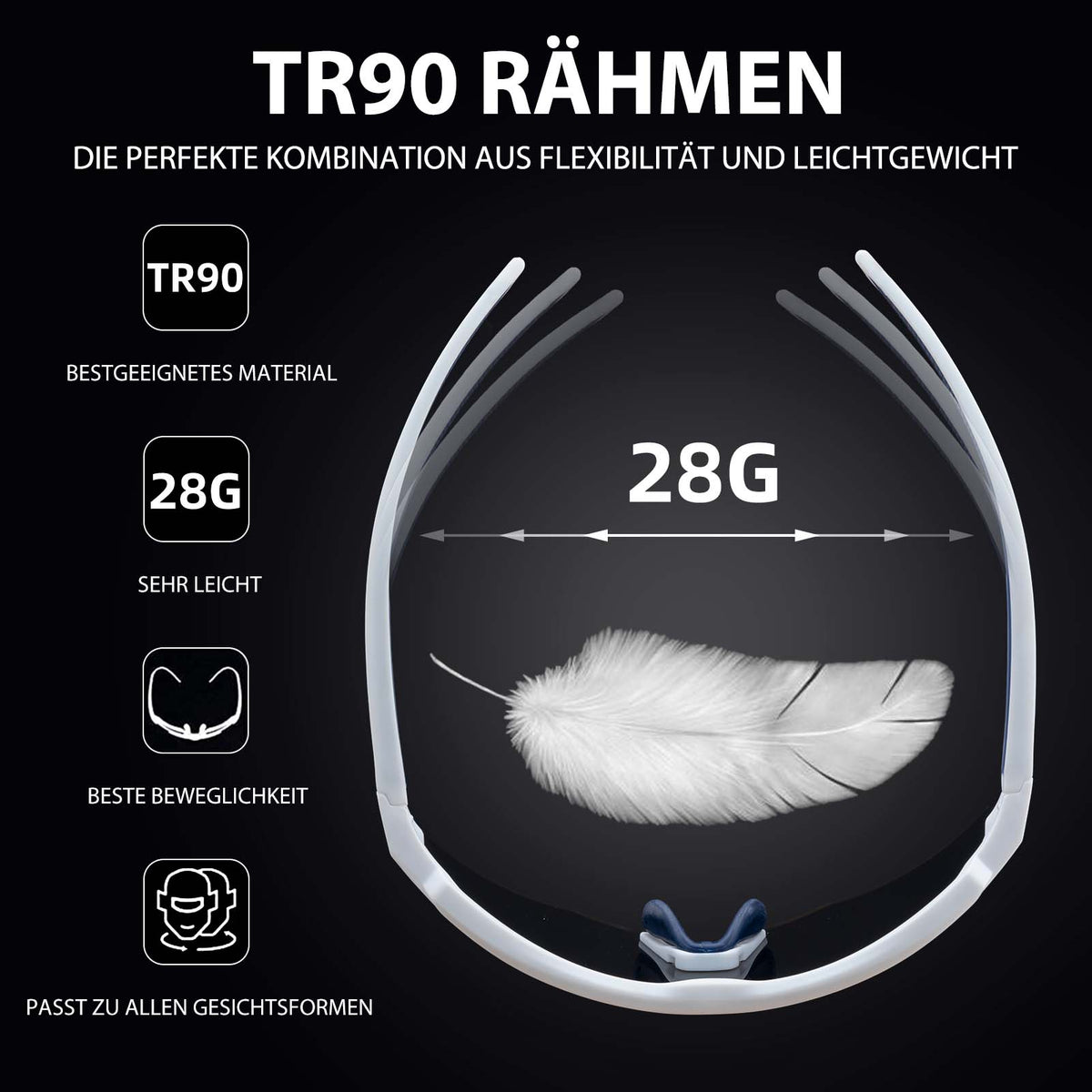 Polarisierte Fahrradbrille mit 4 Wechselgläsern