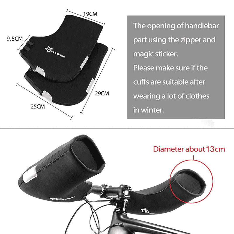 ROCKBROS Winter Lenkerstulpen Winddicht Handschuhe Schwarz