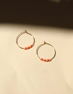 Hoops aus Edelstahl mit Toho Seed Perlen in rosa und orange