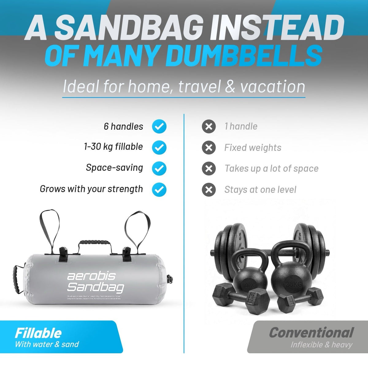 Sandbag - One size. Up to 30 kg.
