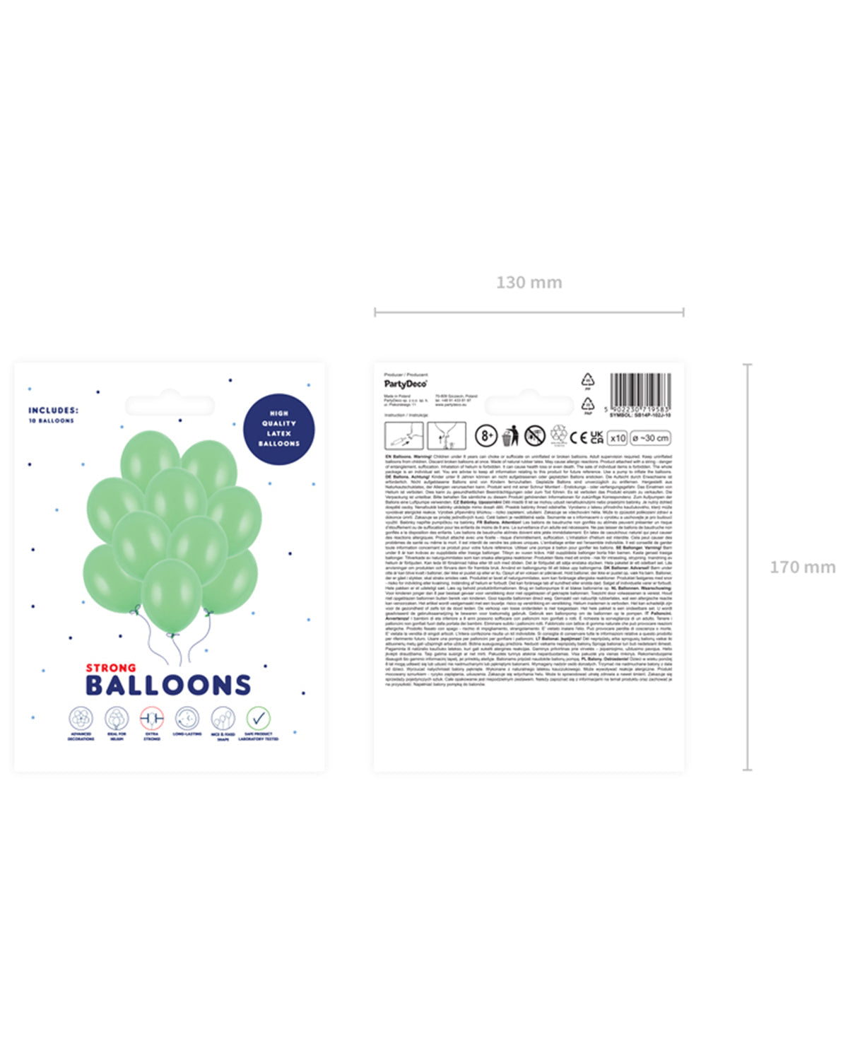 10 Stk. Luftballon Ø30cm "Uni Pastell" | Hellgrün
