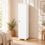 Claudia Kleiderschrank Bio Kiefer 62cm Tiefe | 1-Türig mit Kleiderstange aus 100% massivem Holz