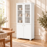 Claudia Buffetschrank Massivholz Vitrine V.2 aus 100% Bio Kiefer | 4-Türig und umweltfreundlich