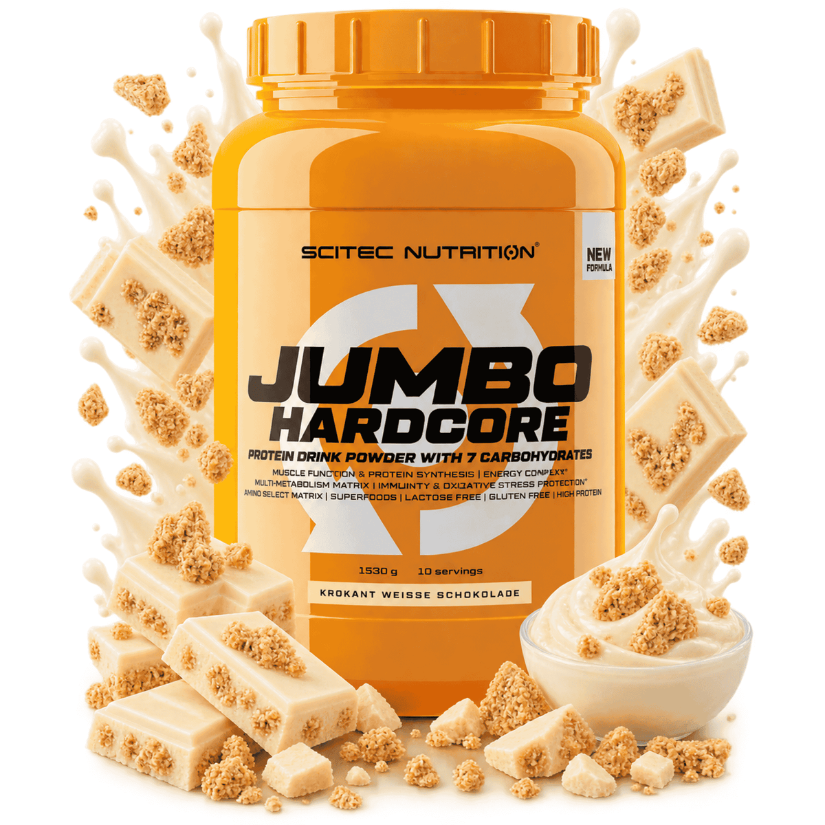 Scitec Jumbo Hardcore 1530g Krokant weiße schokolade