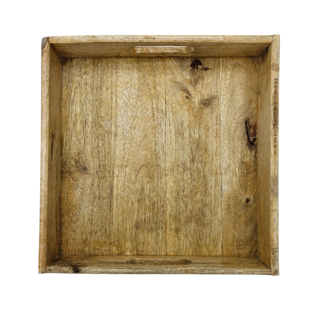Serviertablett Dekotablett Mangoholz braun Natur Massiv Griff Schale eckig Holz