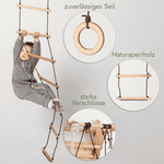 Set aus drei Schaukeln: Scheibe + Ringe + Strickleiter