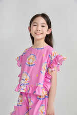 Pearl Cat Cotton Ruffle Top