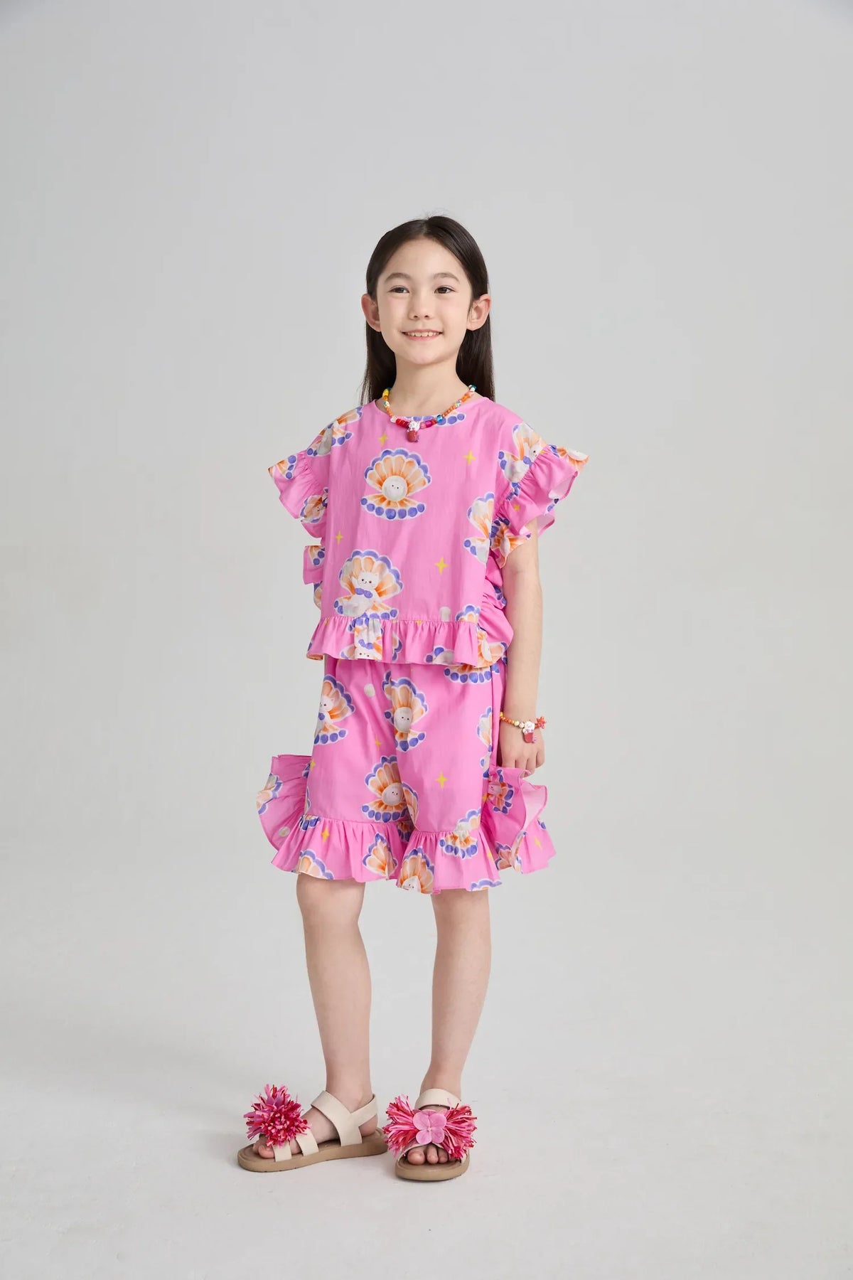 Pearl Cat Cotton Ruffle Top