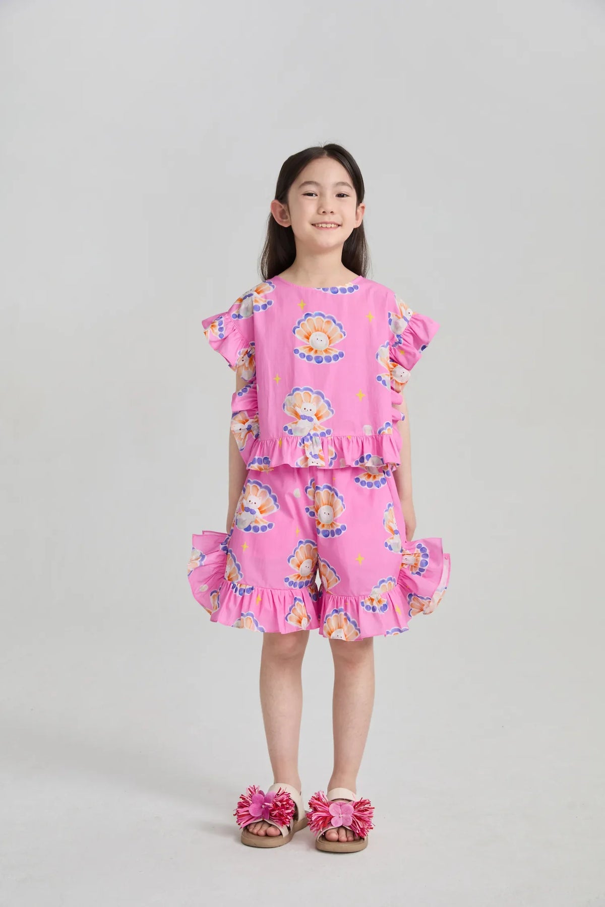 Pearl Cat Cotton Ruffle Top