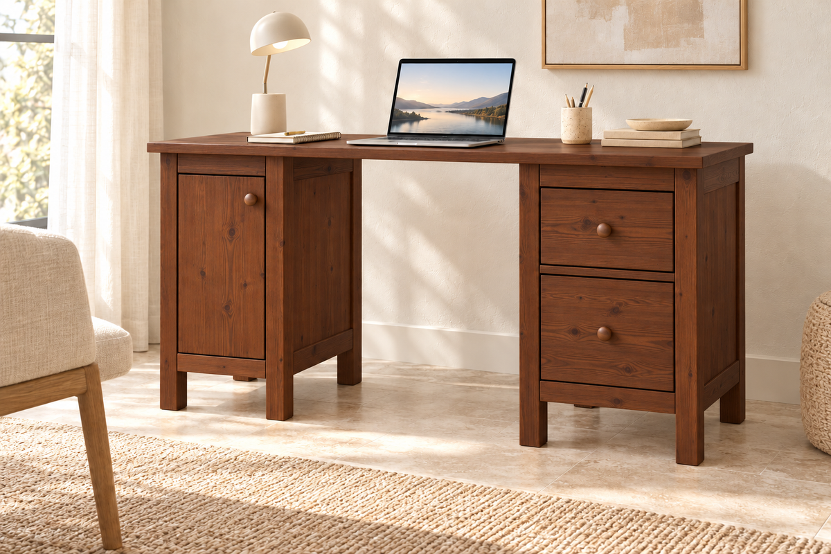 Premium Kiefer Massivholz Schreibtisch | Handgefertigt für Ihr ideales Büro