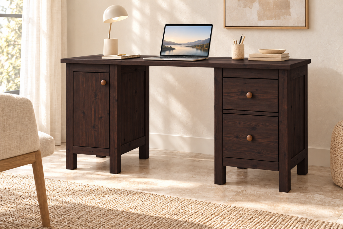Premium Kiefer Massivholz Schreibtisch | Handgefertigt für Ihr ideales Büro