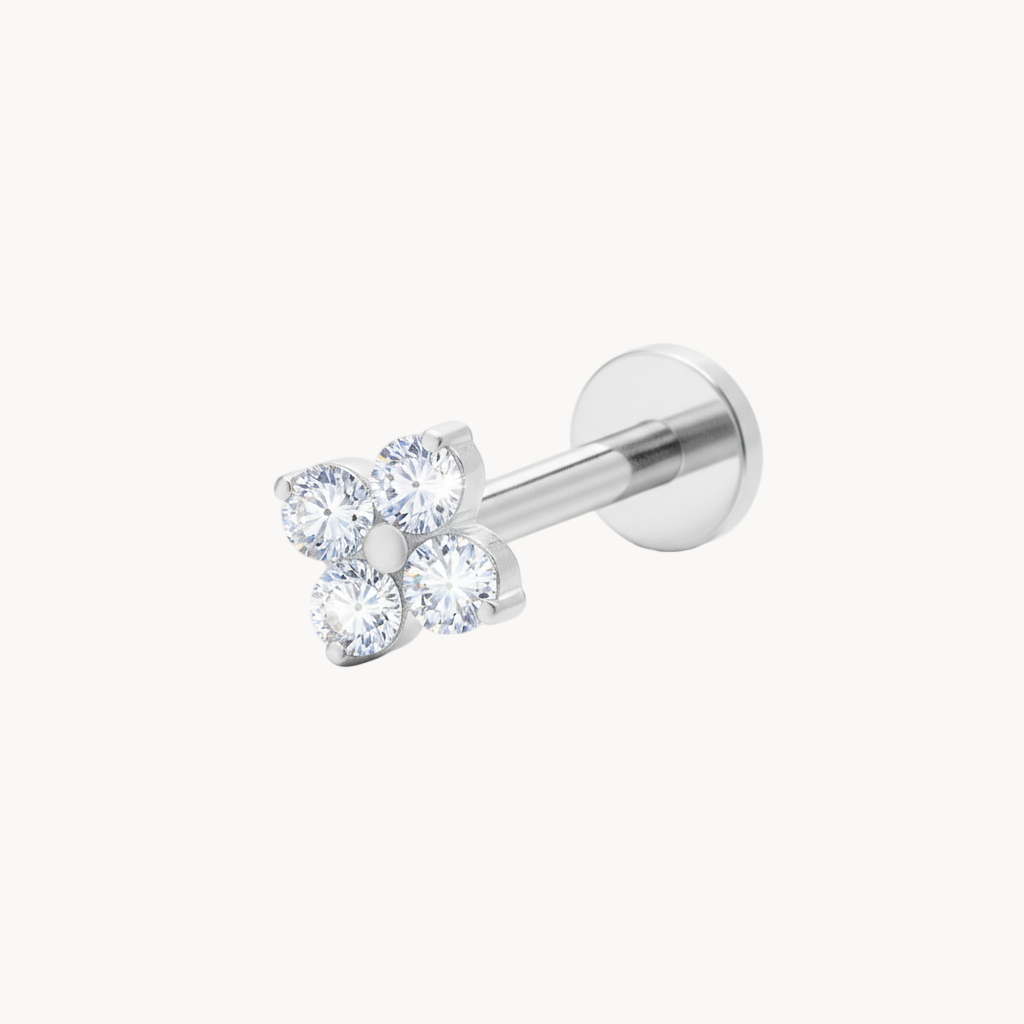 Vierkristall Labret aus Titan