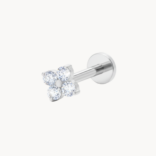 Vierkristall Labret aus Titan