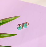 Türkise Flower Edelstahl Hoops