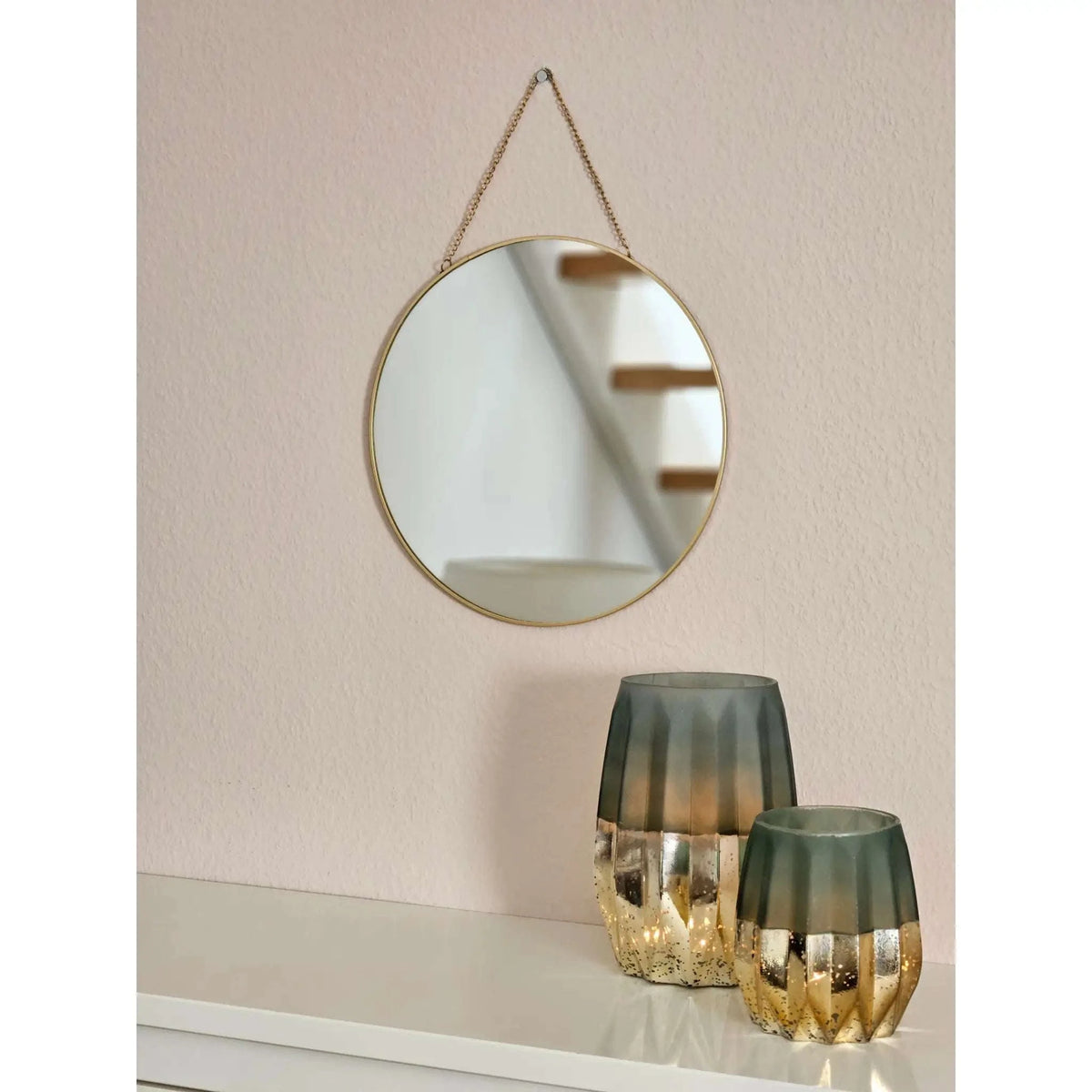 Spiegel rund Wandspiegel Schminkspiegel runder Dekospiegel Metall GOLD Ø 30 cm Namma Markt