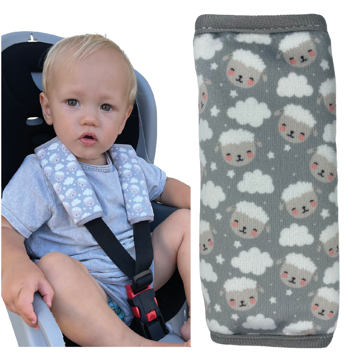 Baby Gurtschutz Schafe mit Wolken