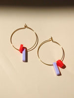Dots mit Stick Hoops aus Edelstahl flieder feuerrot