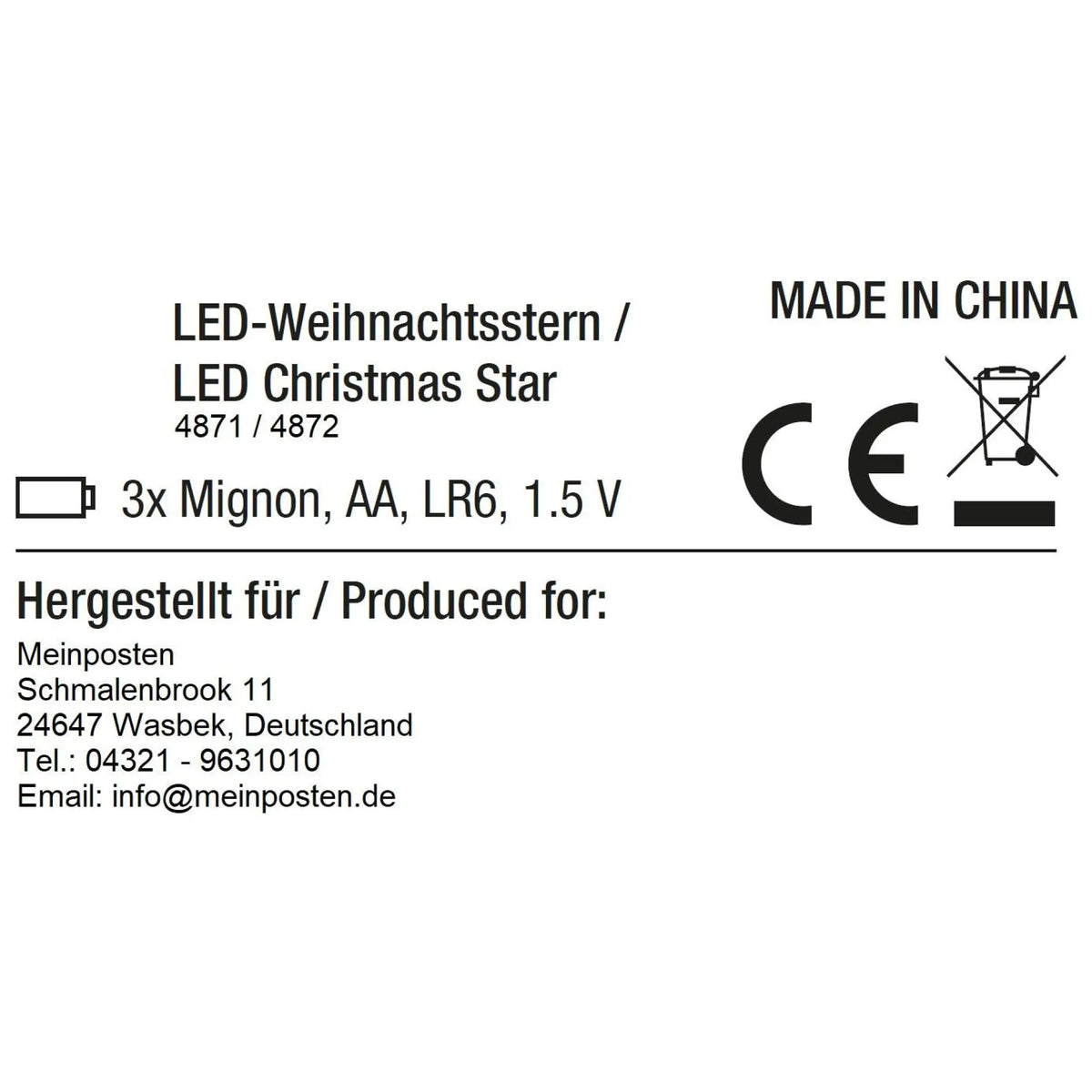Stern Weihnachtsstern 12 LED 44cm innen außen Timer Rot