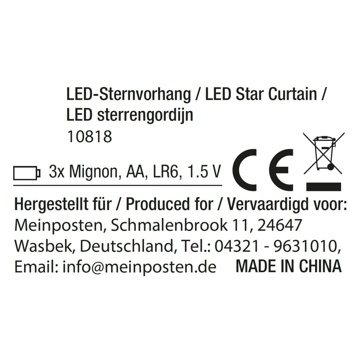 Sternenvorhang Lichterkette LED Timer Batterie 80x85 cm