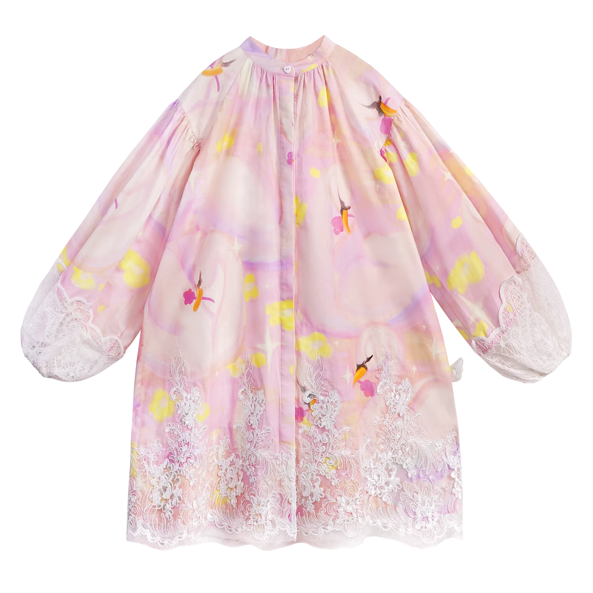 Swan Dream Print Lace Shirt