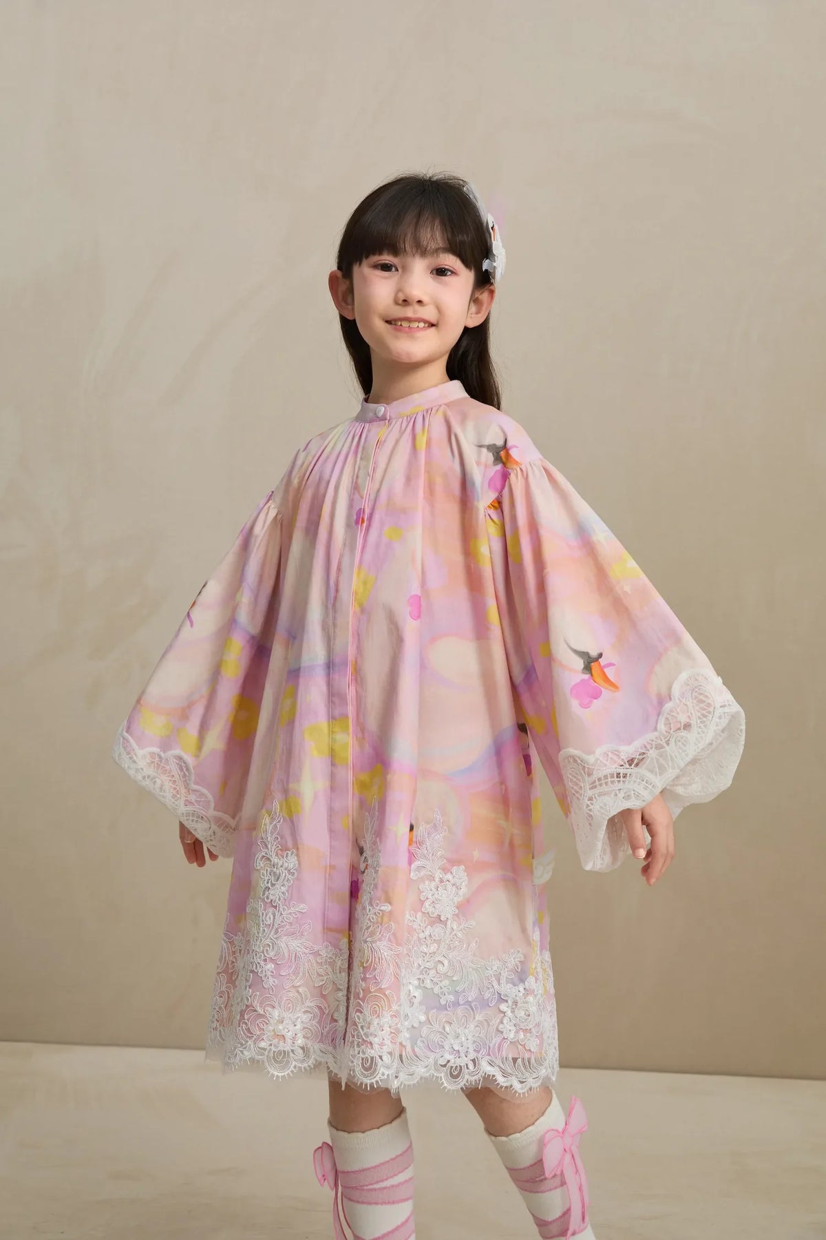 Swan Dream Print Lace Shirt