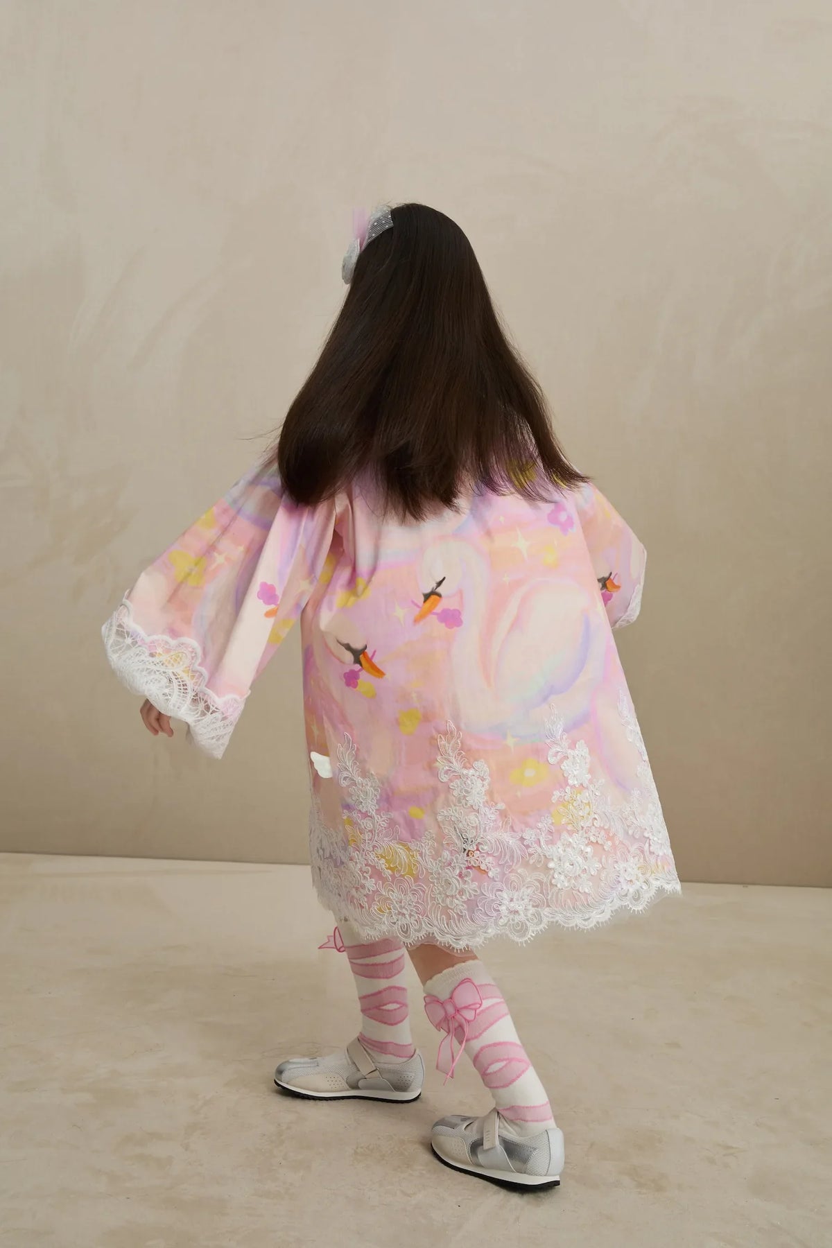 Swan Dream Print Lace Shirt