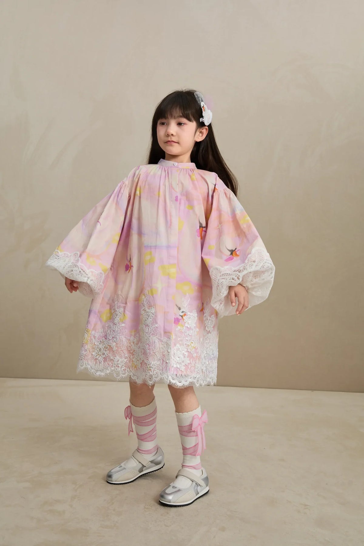 Swan Dream Print Lace Shirt