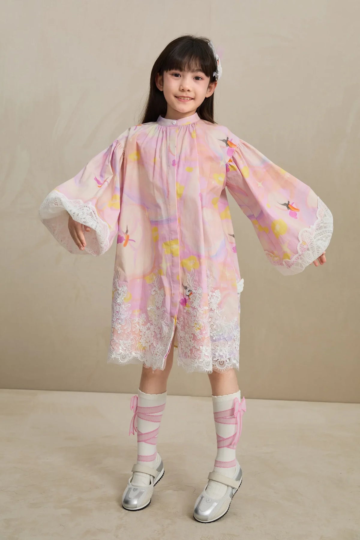 Swan Dream Print Lace Shirt
