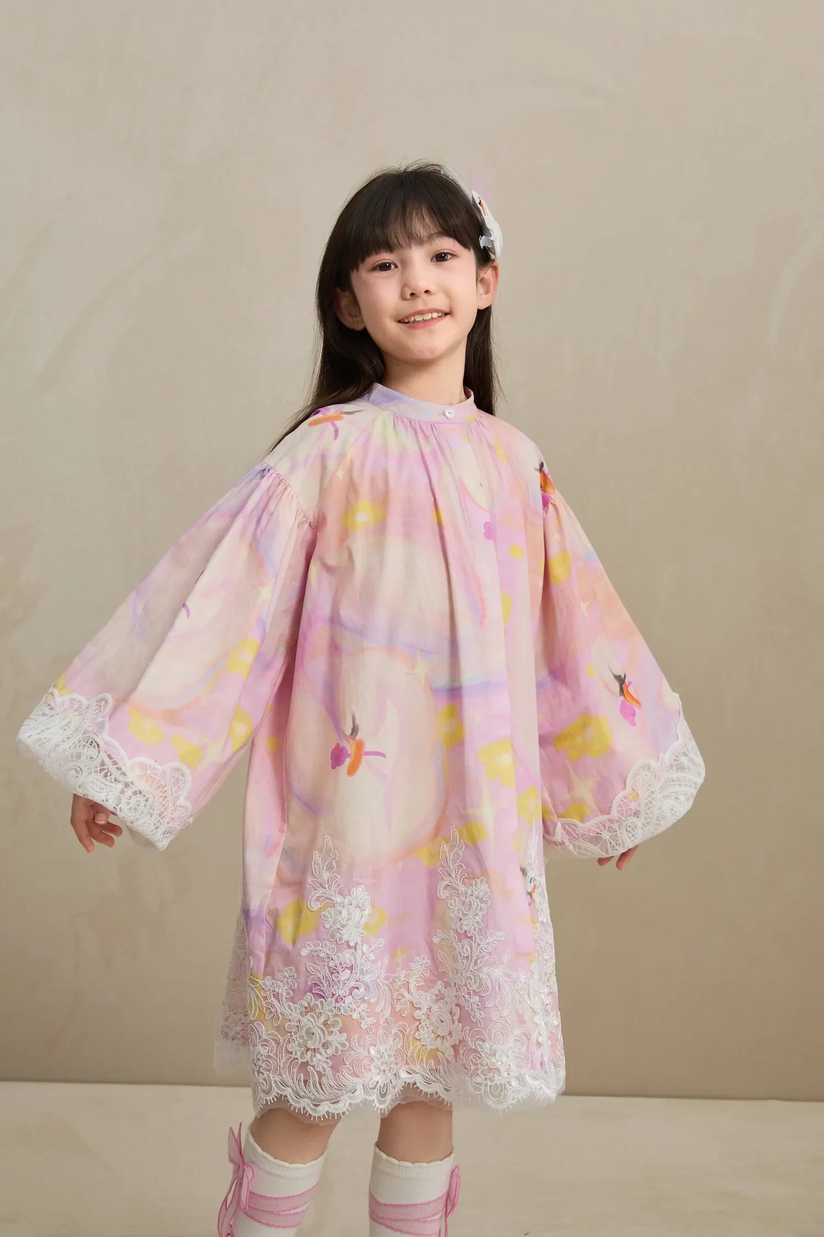 Swan Dream Print Lace Shirt