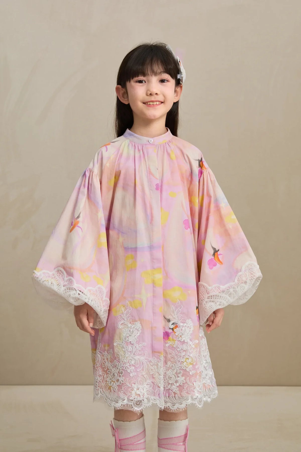 Swan Dream Print Lace Shirt