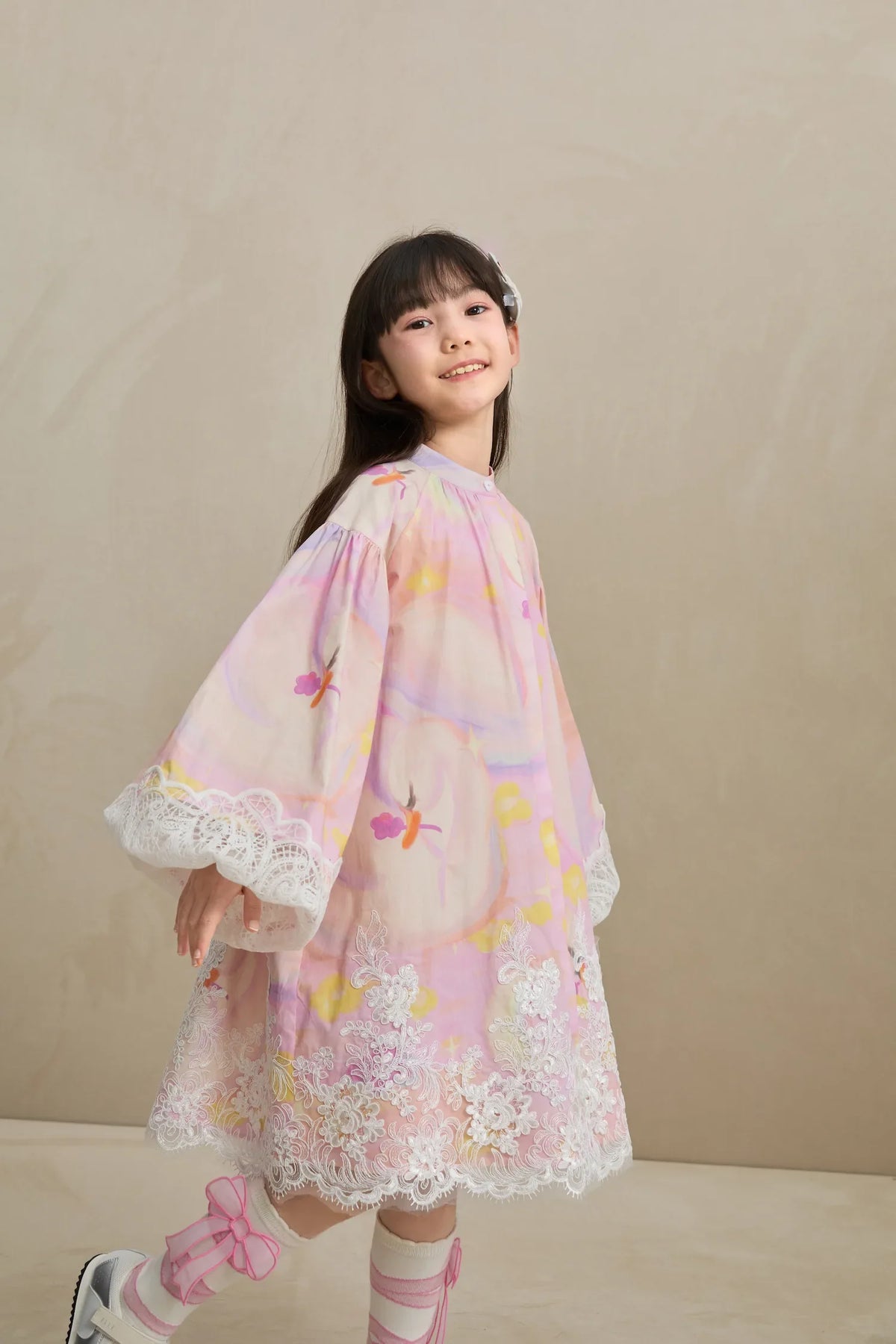 Swan Dream Print Lace Shirt