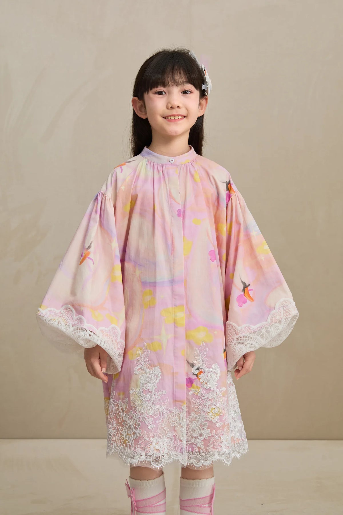 Swan Dream Print Lace Shirt