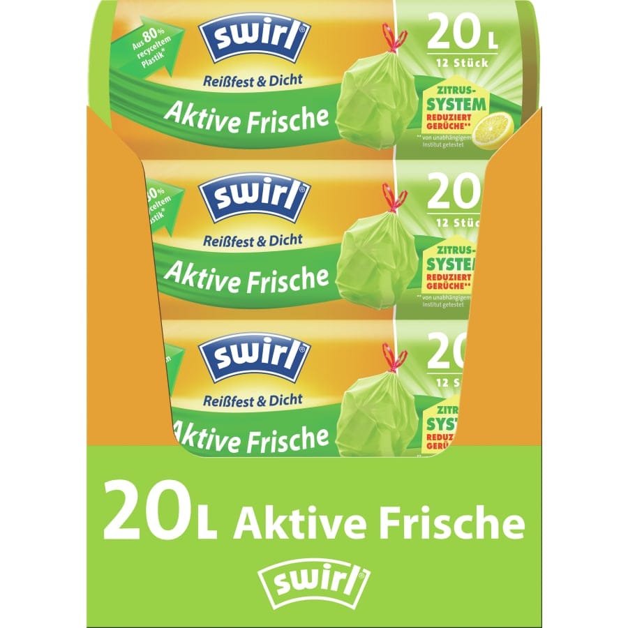 SWIRL Müllbeutel Reißfest, Aktive Frische, 20 Liter