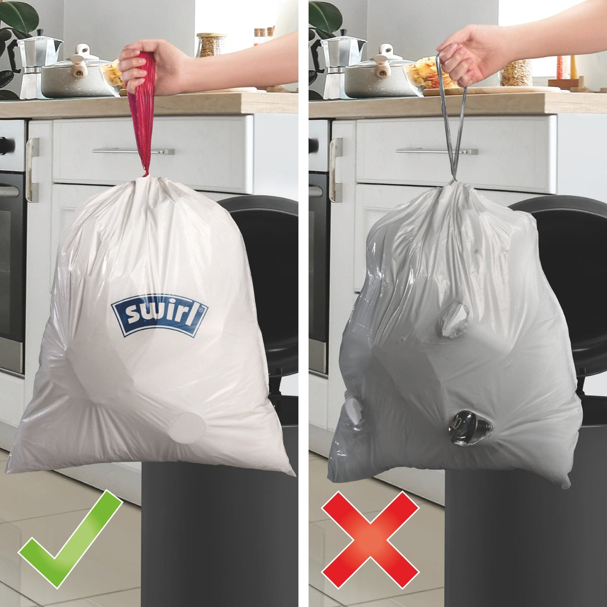 SWIRL Müllbeutel Zugband Reißfest & Dicht, 60 Liter