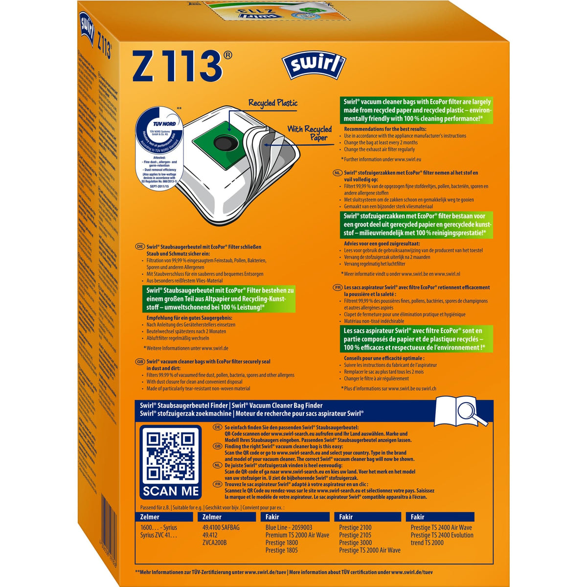 SWIRL Z 113 MicroPor Plus AirSpace Staubsaugerbeutel