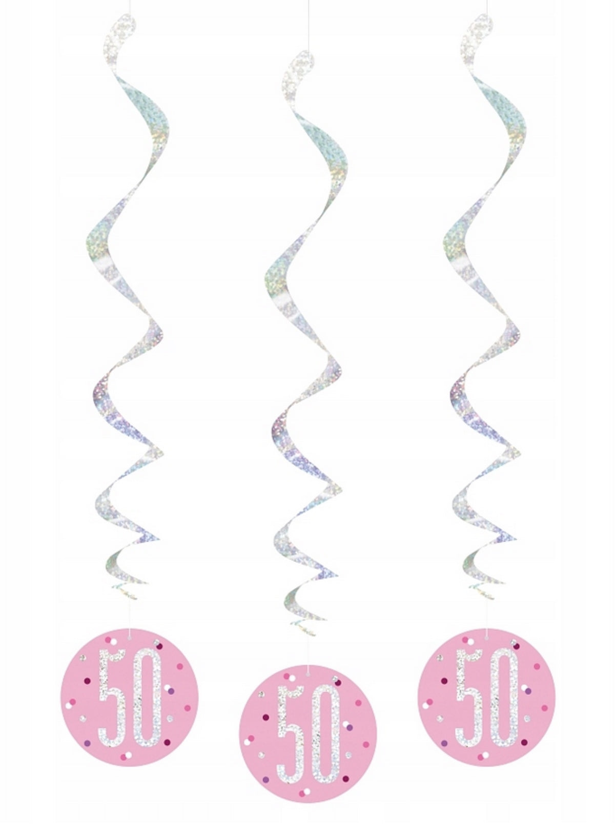Hängedeko Swirl Glitz #50 Pink 6Stk./81cm