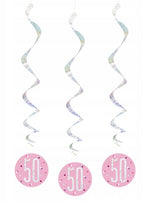 Hängedeko Swirl Glitz #50 Pink 6Stk./81cm
