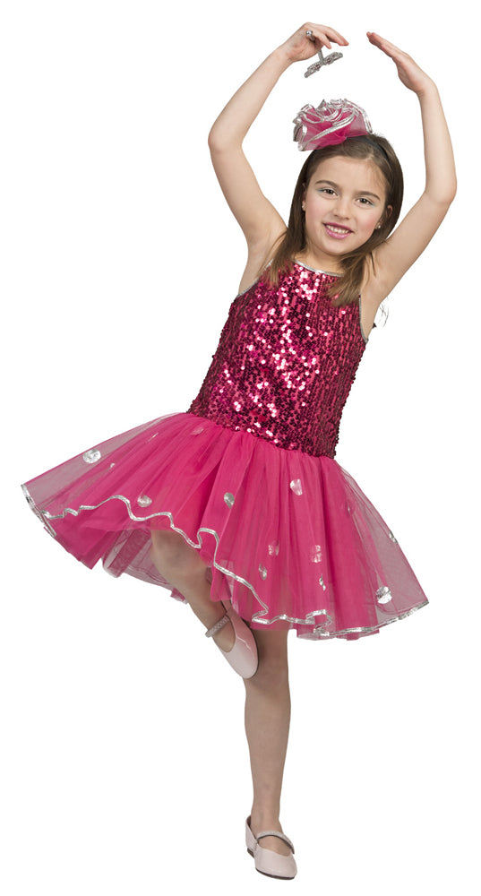 Ballerina Kostüm Kleid mit Pailletten für Mädchen | Pink