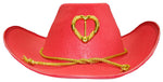 Cowboyhut mit goldenem Herz und Kordel für Damen - Rot