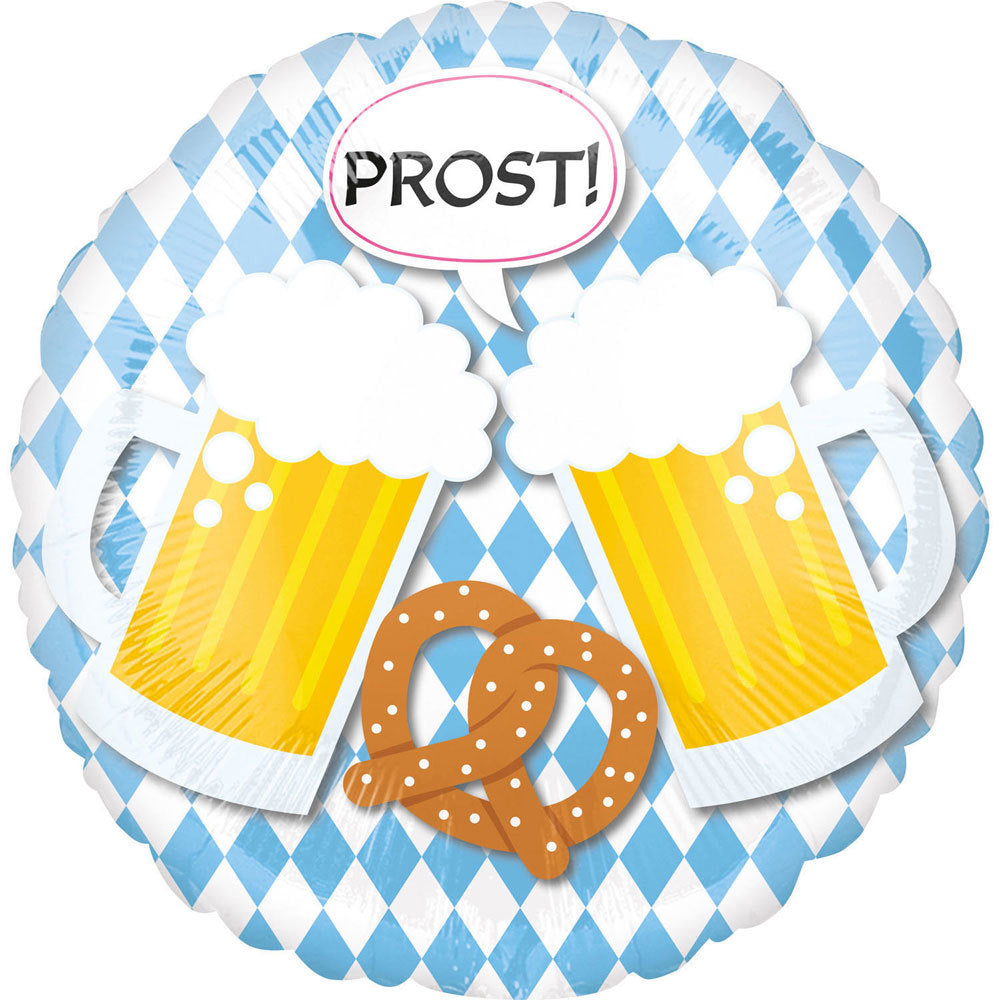 18"/Ø43cm Folienballon "Prost" Bierfest mit Dirndl Lederhose