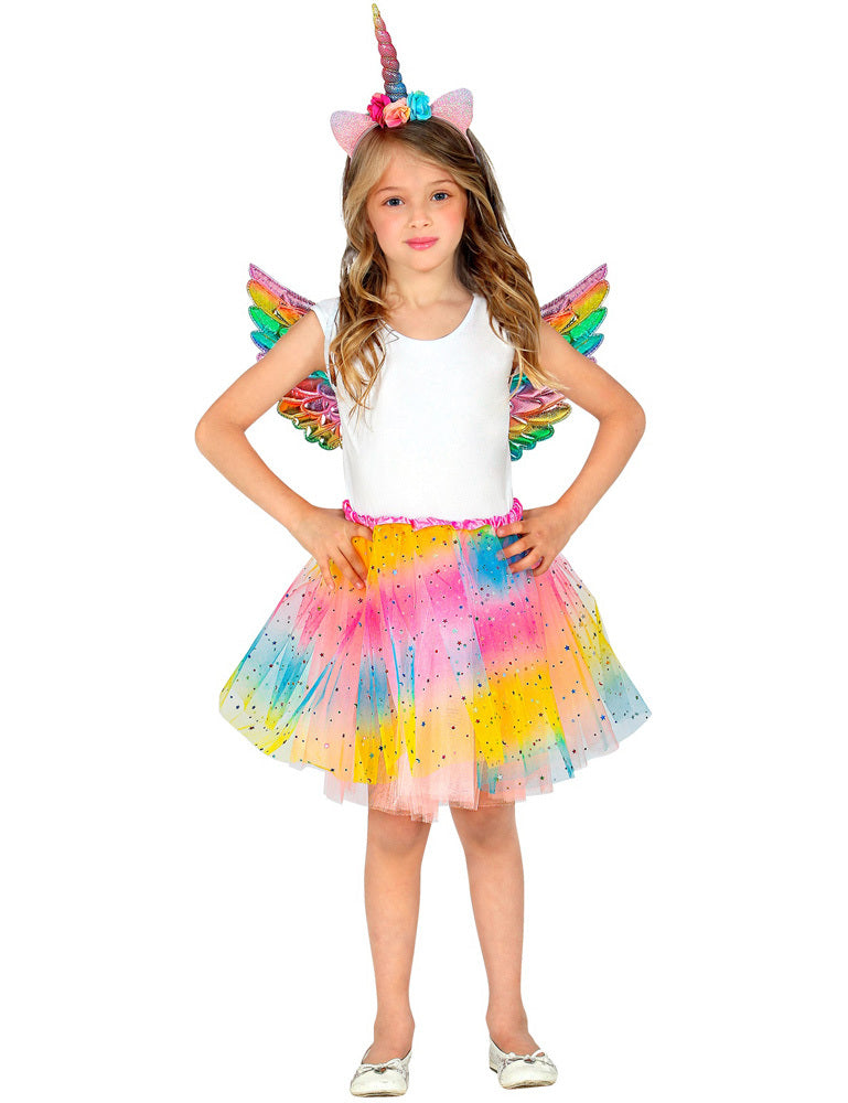 Einhorn Kostüm Set "Rainbow" für Mädchen | 3-tlg. mit Flügeln