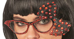 Cat Eye Brille mit Strass und Schleife - Rot