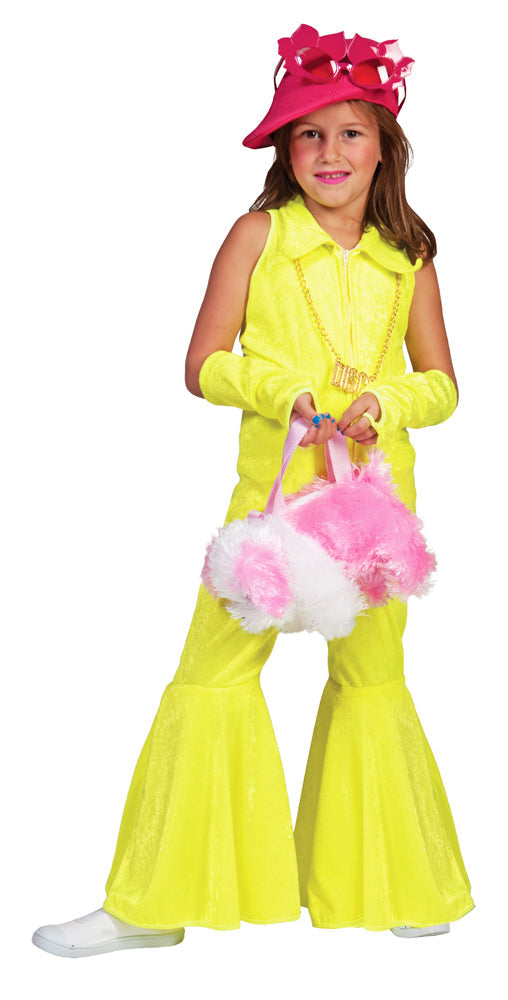 Hippie Girl Disco Anzug für Mädchen - Neon Gelb