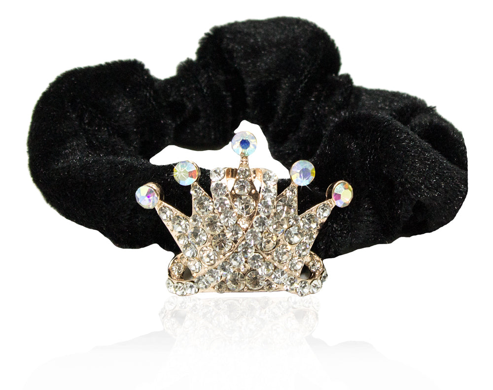 Samt Zopfband mit Strass Krone