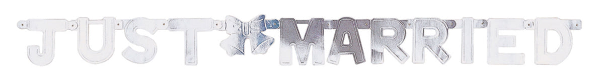 Banner Just Married 130 cm - Silber | Dekoration Hochzeit