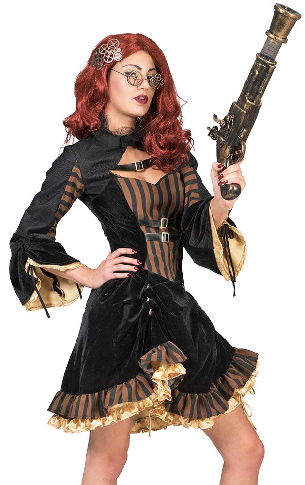 Steampunk Kostüm "Sally" für Damen - Schwarz Braun | Party Kleid