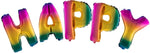 Folienballons Buchstabengirlande Happy Birthday - Regenbogenfarben