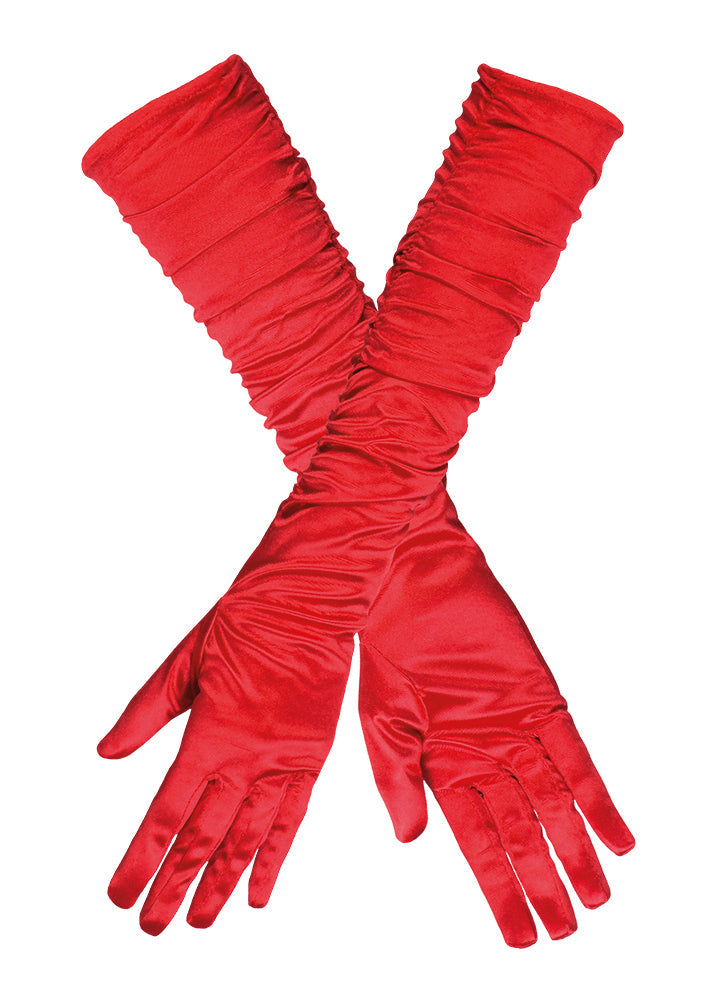 Handschuhe Hollywood Satin Rot Damen 40 cm