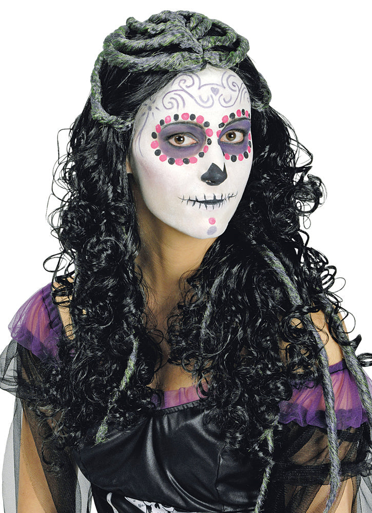 Halloween Perücke Damen "Voodoo mit Dreadlocks" | Schwarz