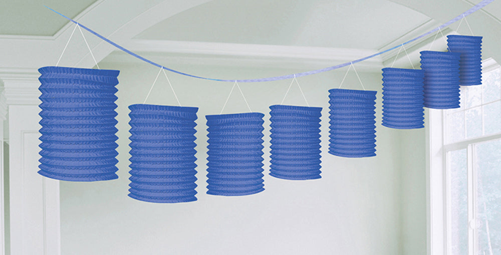 Uni Papier-Laternengirlande | 360 cm, Royalblau